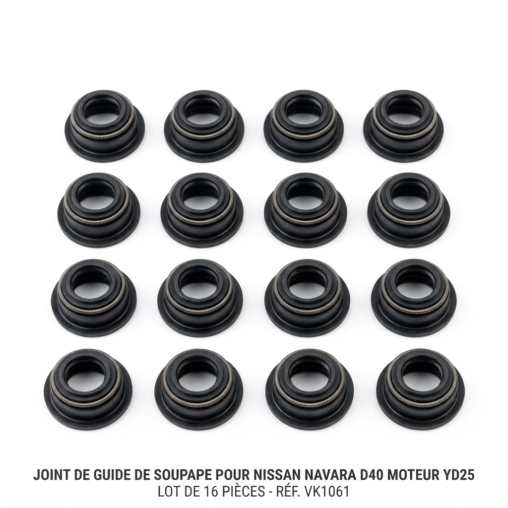 Joint de guide de soupape pour Nissan Navara D40 moteur YD25 - lot de 16 pièces