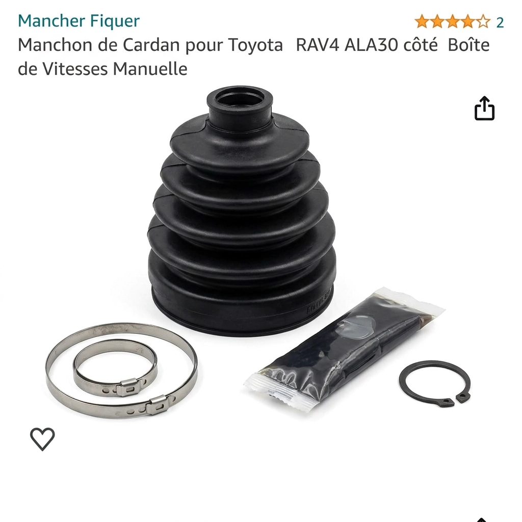 Manchon de Cardan pour Toyota RAV4 ALA30 côté Boîte de Vitesses Manuelle