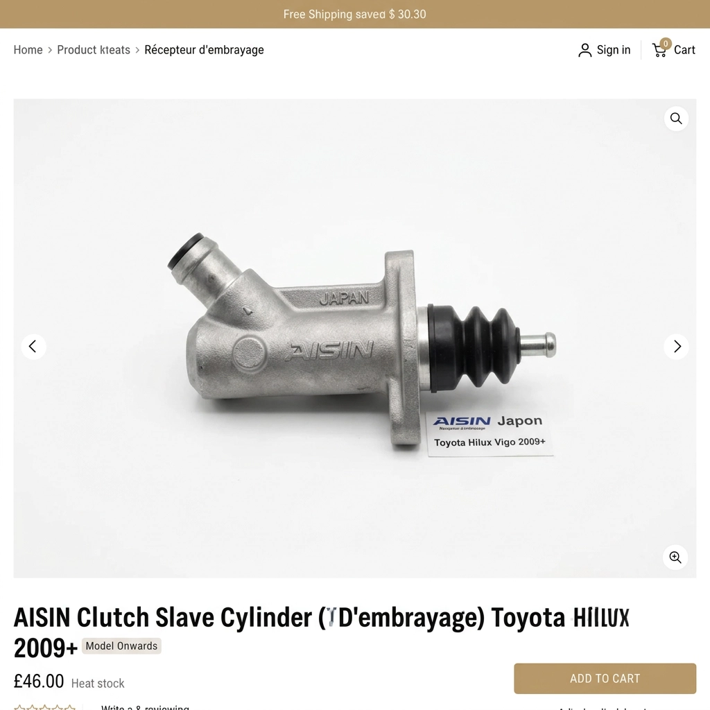 Récepteur d'embrayage pour Toyota Hilux Vigo à partir de 2009 Aisin Japon