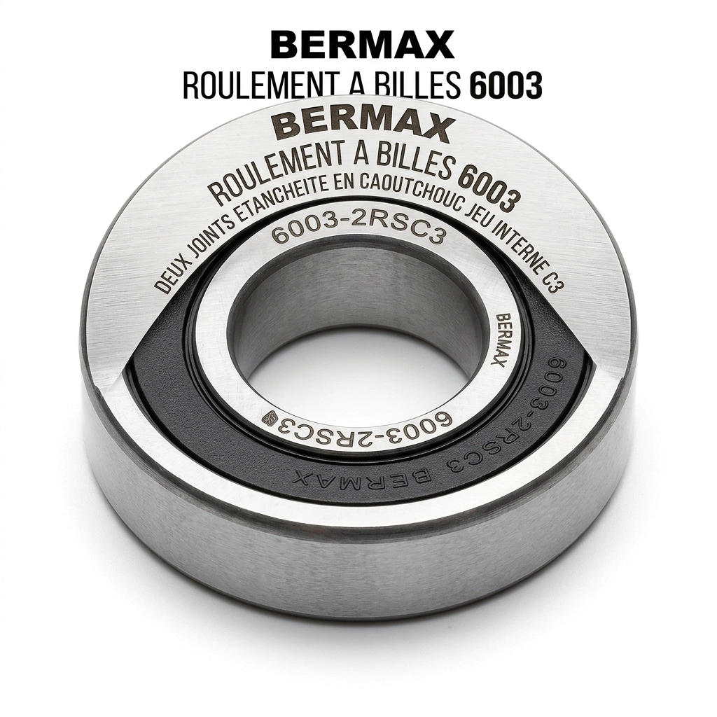 ROULEMENT A BILLES 6003 DEUX JOINTS ETANCHEITE EN CAOUTCHOUC JEU INTERNE C3 BERMAX