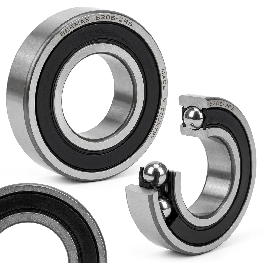 ROULEMENT 6206 AVEC DEUX JOINTS D'ETANCHEITE EN CAOUTCHOUC BERMAX