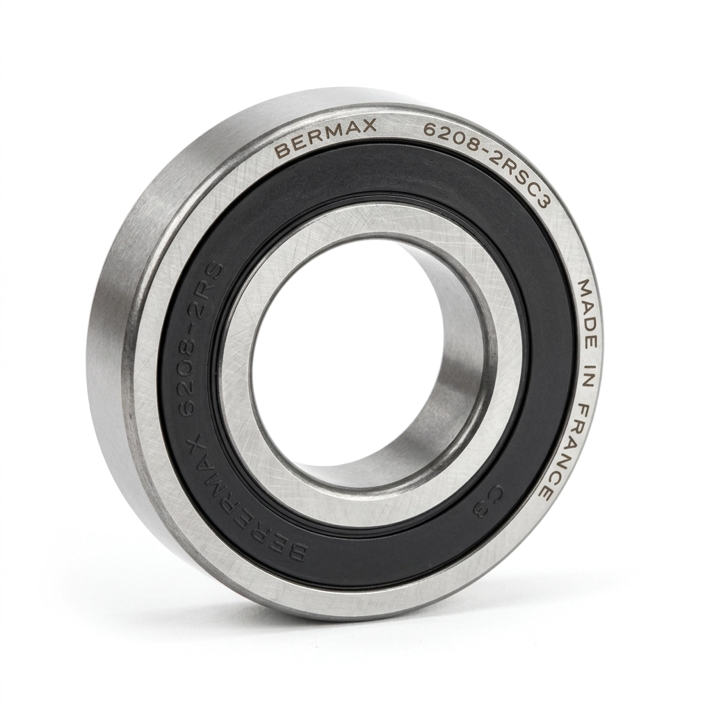 ROULEMENT 6208 DEUX JOINTS ETANCHEITE CAOUTCHOUC JEU INTERNE AUGMENTE BERMAX