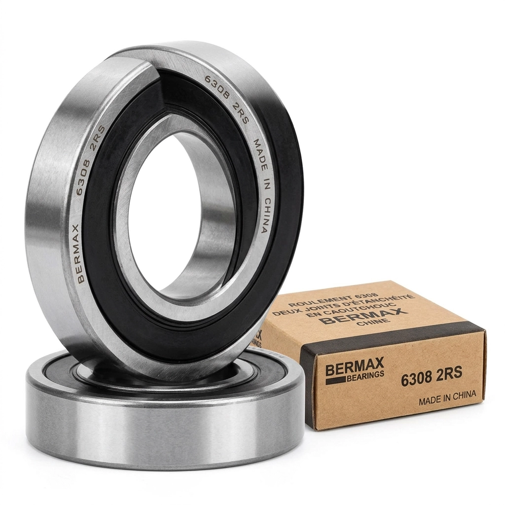 ROULEMENT 6308 DEUX JOINTS D'ETANCHEITE EN CAOUTCHOUC BERMAX CHINE