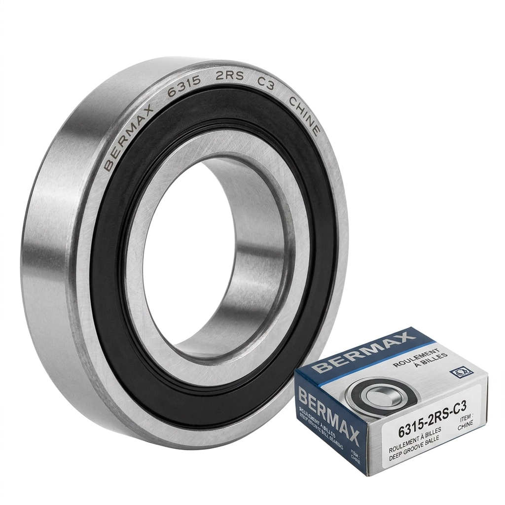 ROULEMENT A BILLES 6315 DEUX JOINTS ETANCHEITE CAOUTCHOUC JEU INTERNE AUGMENTE BERMAX CHINE