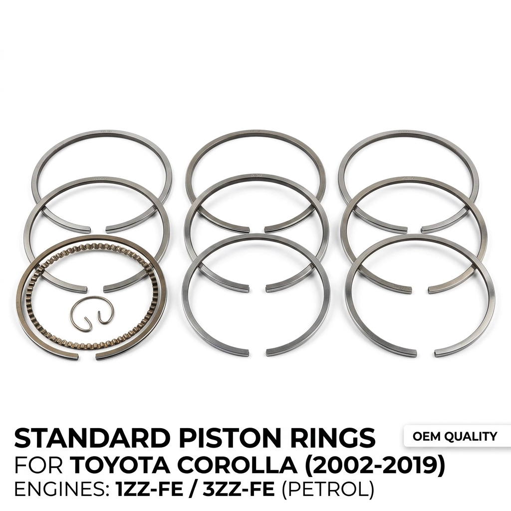Segments de piston standard pour Toyota Corolla essence à partir de 2002 avec moteurs 1ZZ et 3ZZ