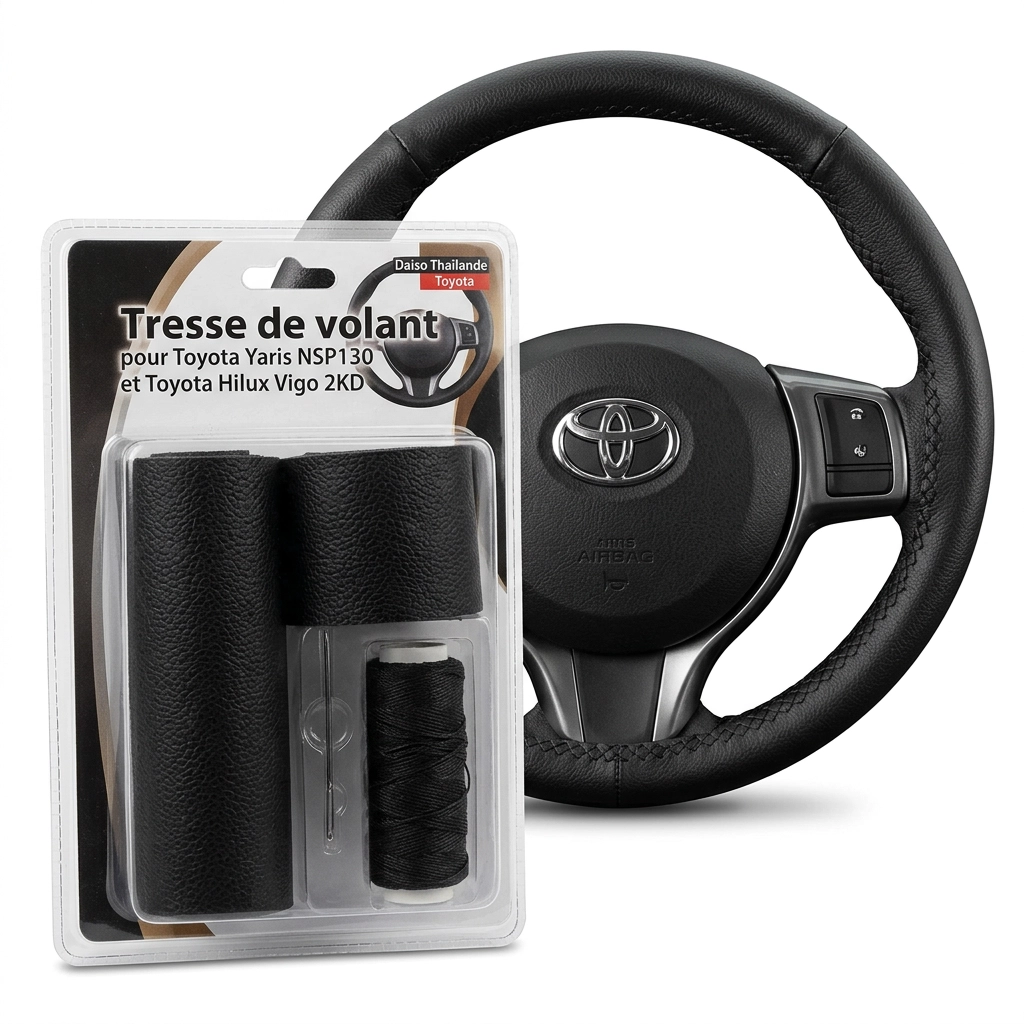 Tresse de volant pour Toyota Yaris NSP130 et Toyota Hilux Vigo 2KD Daiso Thaïlande Toyota